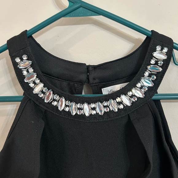 Emerald Sundae girls XL (16) black dress crystal neckline off shoulder - Picture 3 of 5